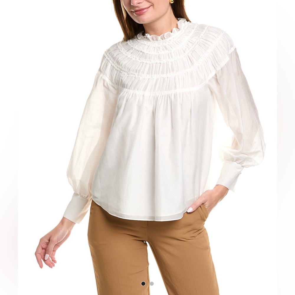 Rebecca Taylor smocked mock neck top: size 2, NWT